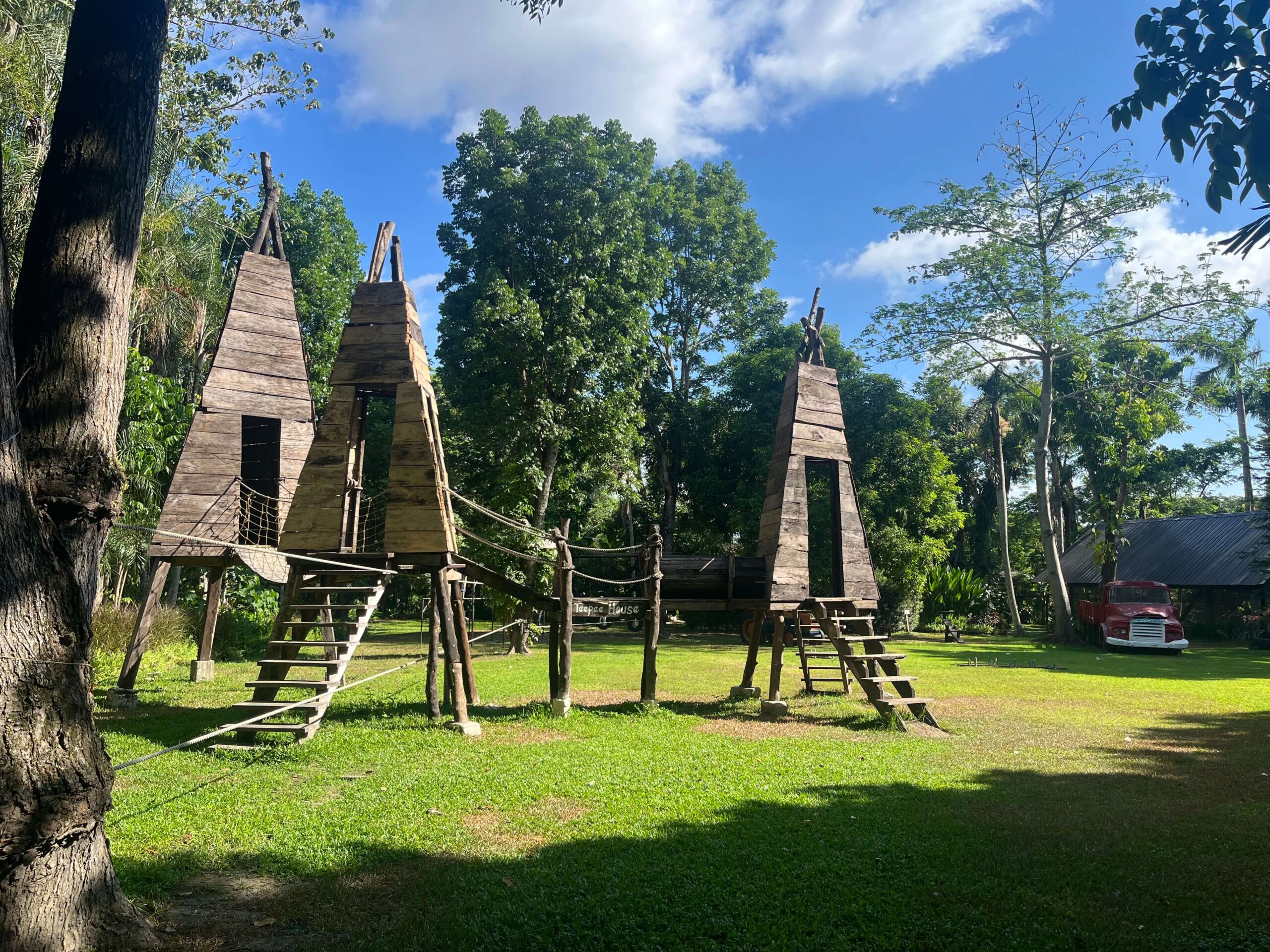 Rustic playground at Fun Farm Laguna